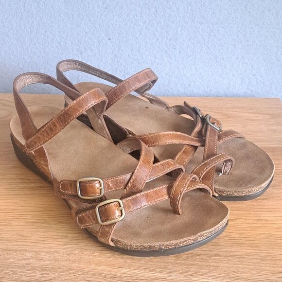 Dansko Shoes - Dansko Roslyn Tan Leather Sandals Women's 8 US 38 EU Comfort Travel Slip-On Cork